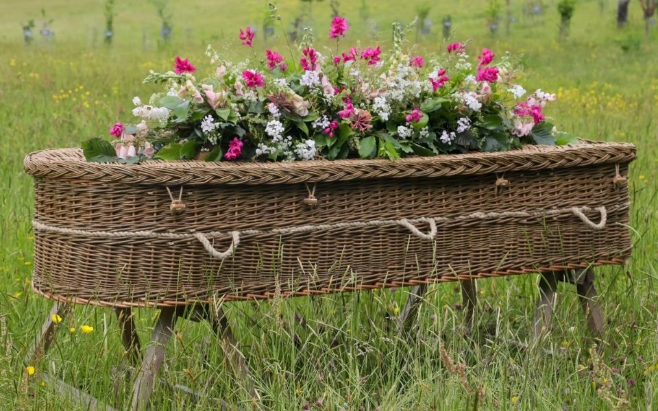 woven farewell coffin